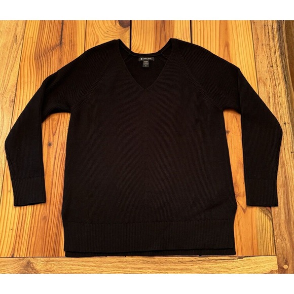 Athleta Hanover V Neck Sweater Gray Merino Wool Blend Women’s Size Medium MINT! - Picture 1 of 10